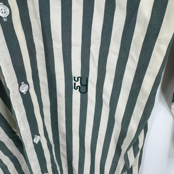 Yaitte Striped Button Front Shirt Green White Long Sleeve Top Size XS - Picture 4 of 8